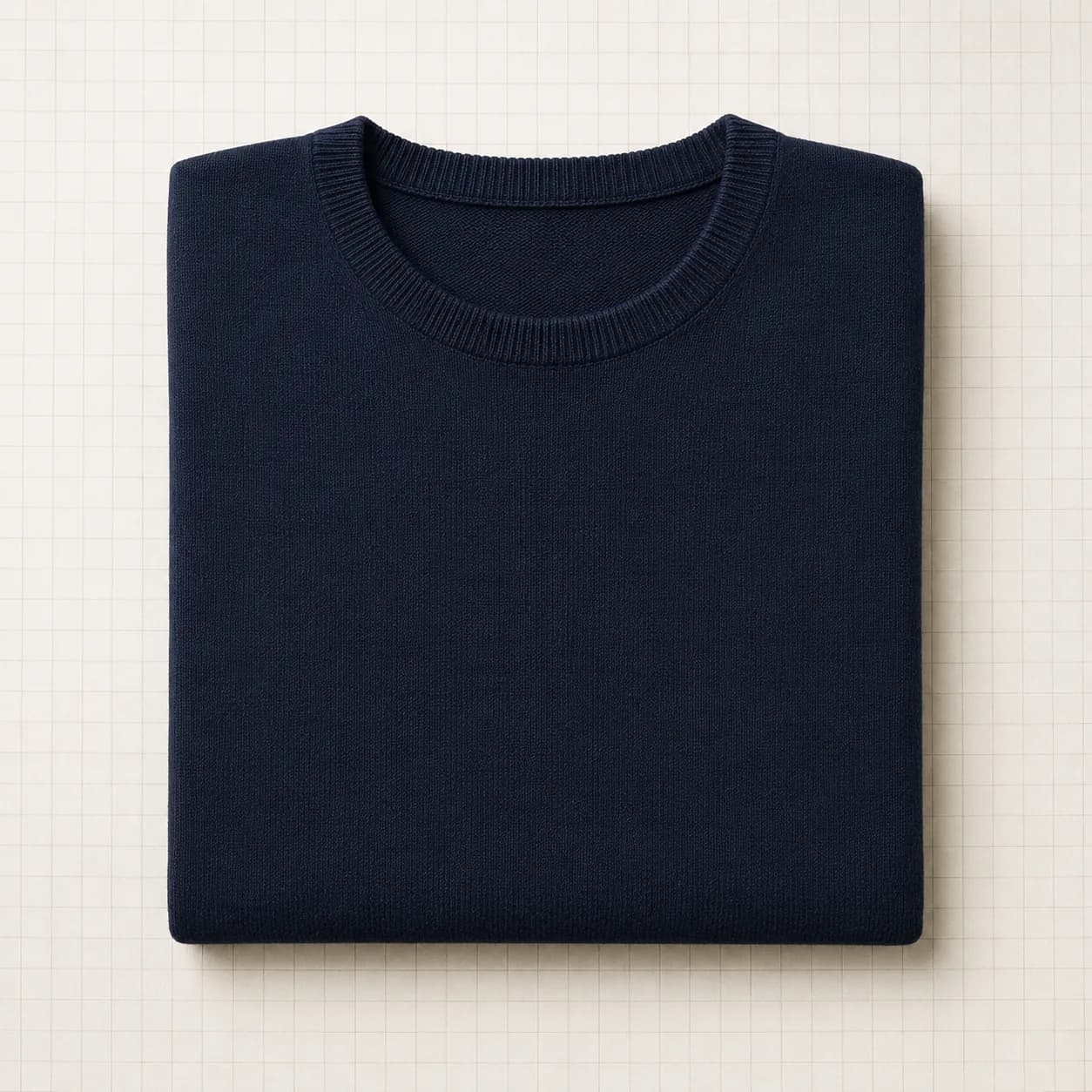 One folded indigo fine-knit sweater.